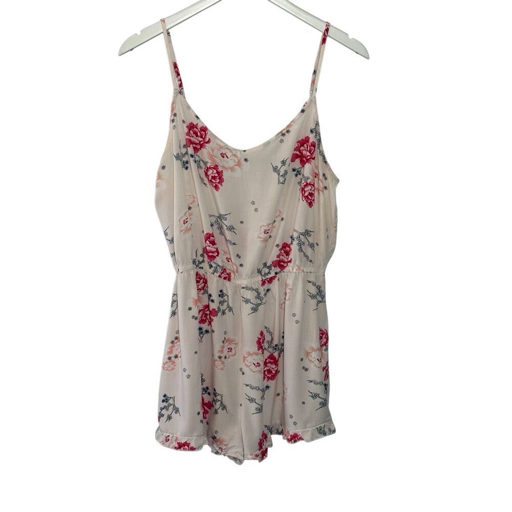 Cotton On light pink floral sleeveless romper - L